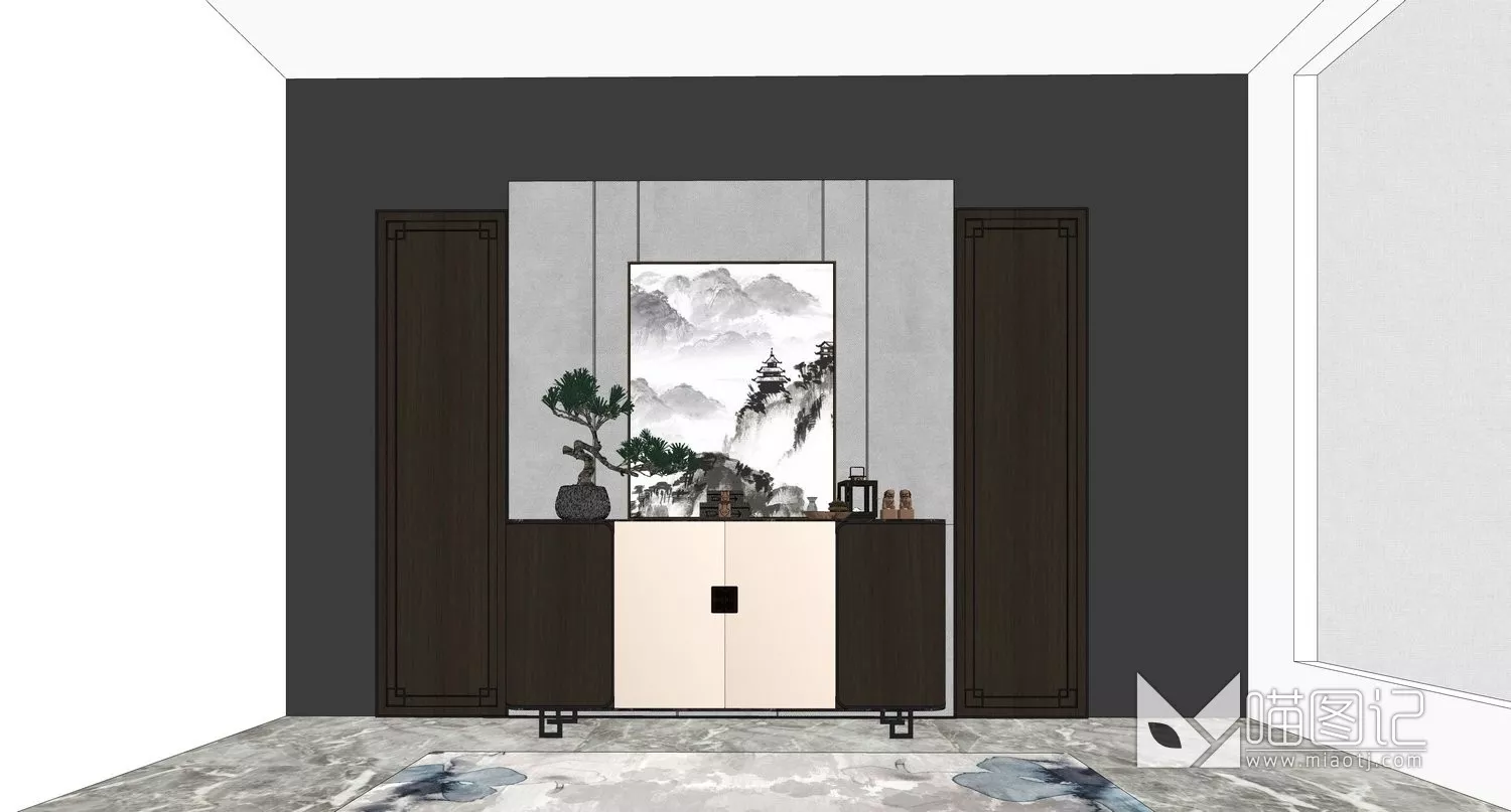 新中式轻奢边柜#新中式#轻奢 ID:42718_喵图记
