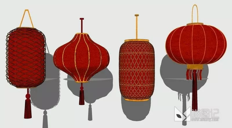 红灯笼吊灯组合ID:44162_喵图记