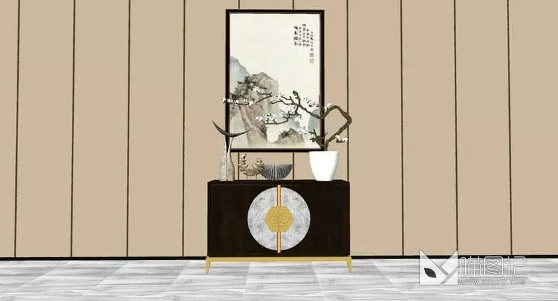 中式玄关柜ID:45115_喵图记